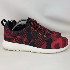 Nike Roshe One Print Running Shoes Red Black Men Size 11